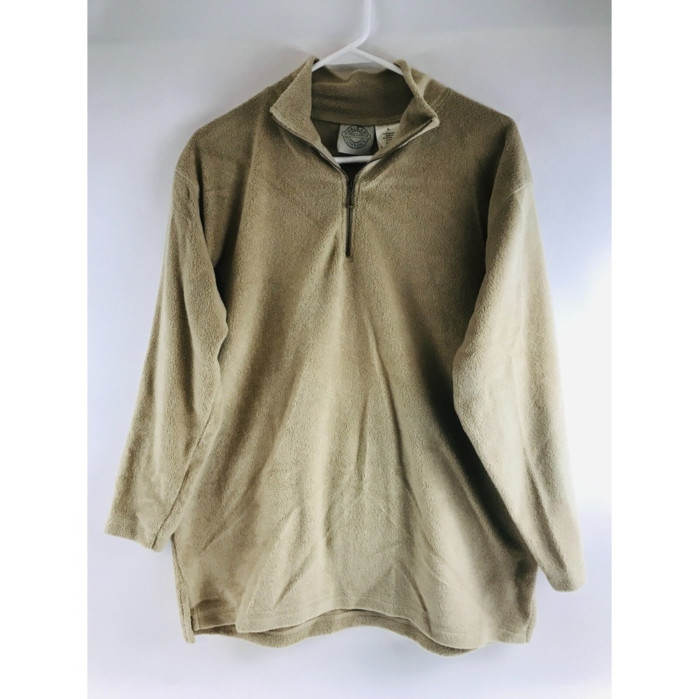 Erika & Company Shirt Women's Size L Tan Quarter Zip Mock Neck Fleece Long Slv